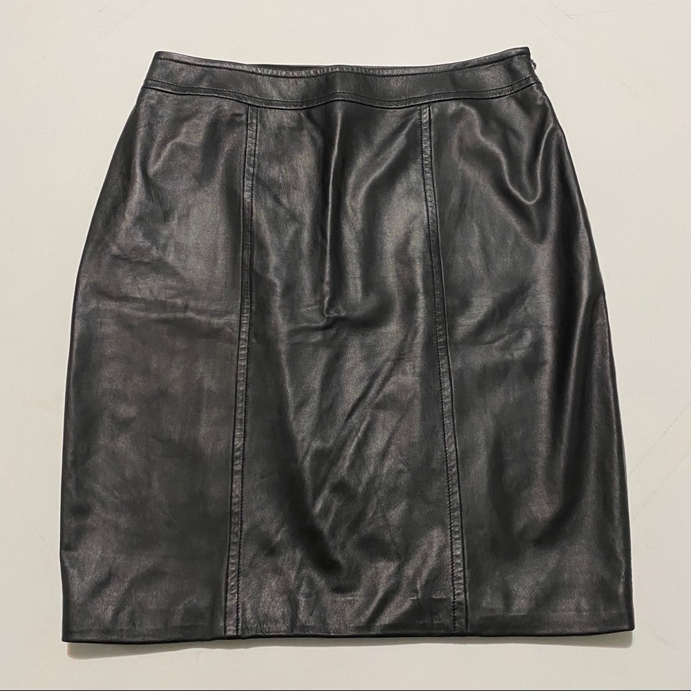 Exclusively for St. John Black Lamb Leather Skirt